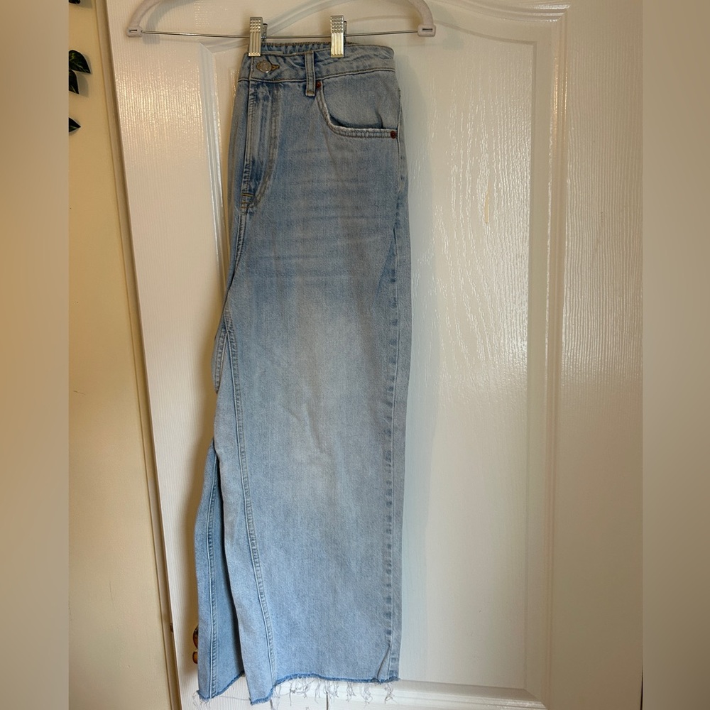 Topshop Light Blue Relaxed Straight Jeans calf length